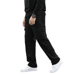 Men Black Smart Loose Fit Easy Wash Pleated Trousers